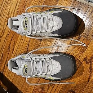 Reebok, Iverson, size 4 youth, gray, neon  green